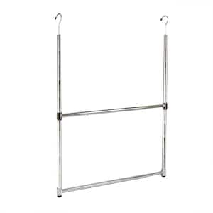 22.5 in. 2-Tier Metal Portable Adjustable Closet Hanger Rod in Chrome