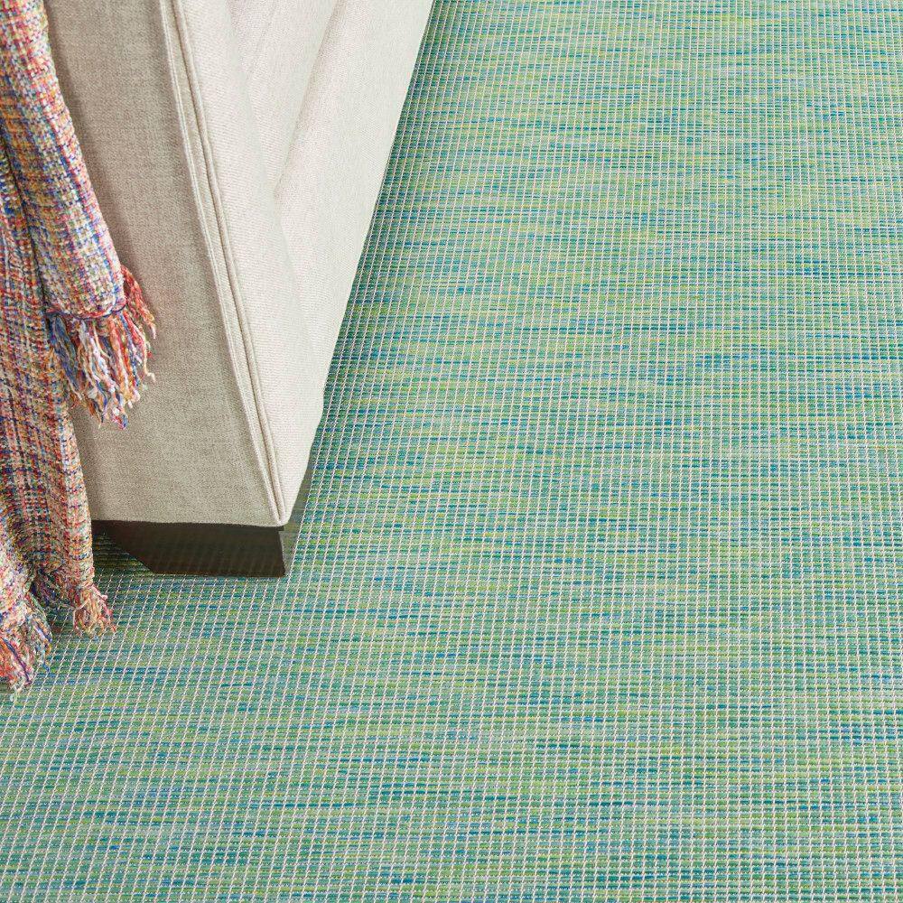 Positano Blue and Green Synthetic 6' x 9' Reversible Rug