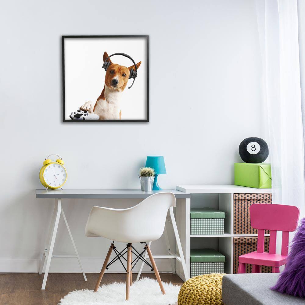 Gaming Dog with Headset by CAD Designs Black Framed Animal Giclee Art Print 24 in. x 24 in. price history on PriceWatchPro