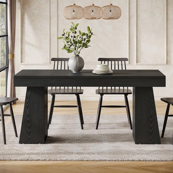 BYBLIGHT Sealey Farmhouse Black Wood 55.1 in. Pedestal BYBLIGHT Sealey Farmhouse Black Wood 55.1 in. Pedestal