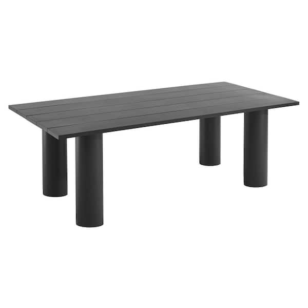 MODWAY Nautica 87 in. Rectangle Metal Outdoor Patio Dining Table in Graphite