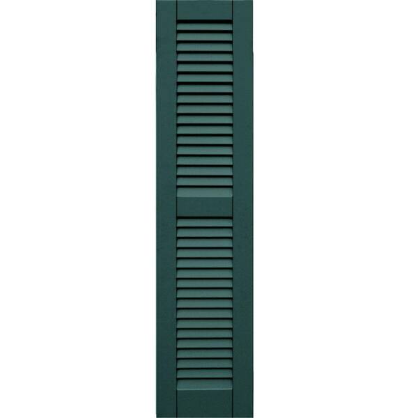 Winworks Wood Composite 12 in. x 52 in. Louvered Shutters Pair #633 Forest Green