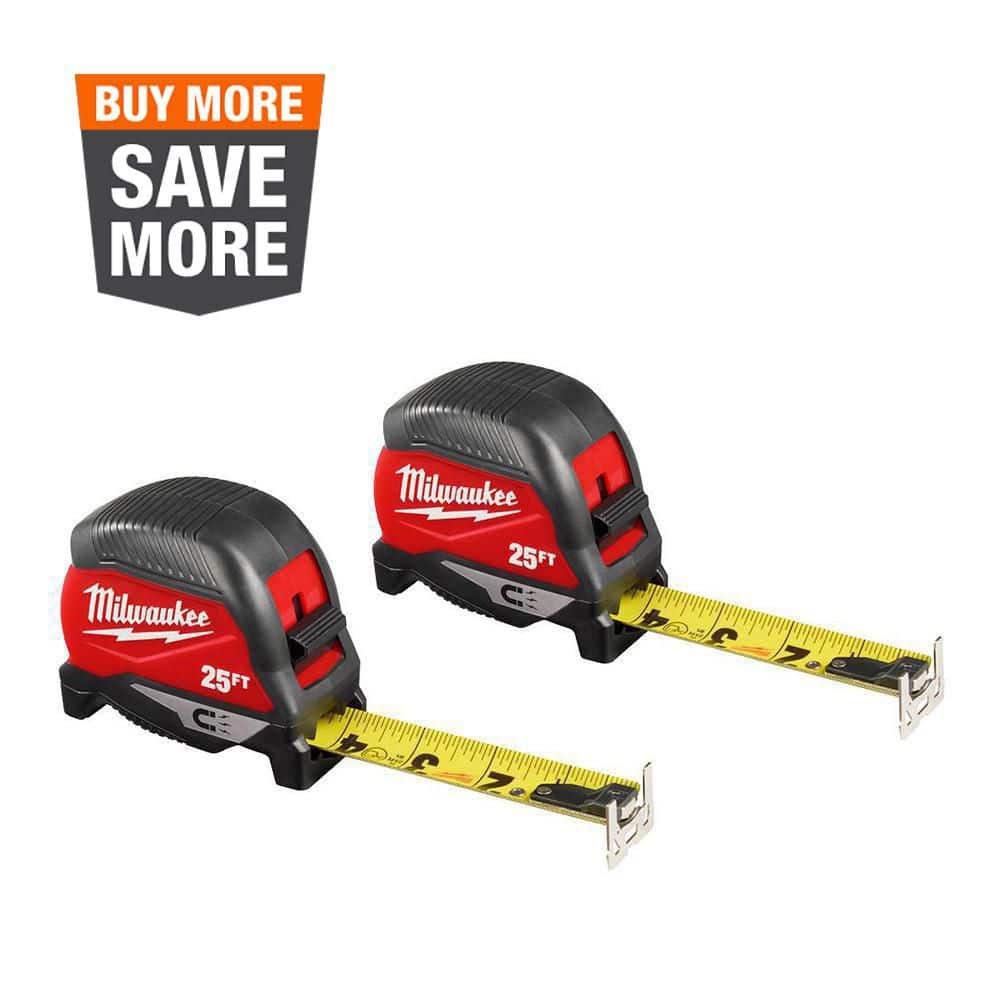 Milwaukee 25 ft. Compact Magnetic Tape Measure (2-Pack) 48-22-1025MG