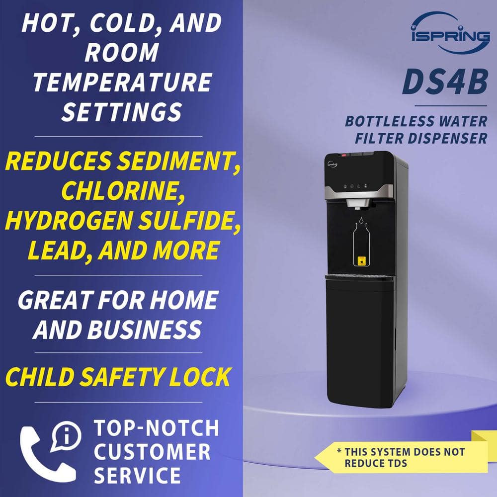 Freestanding Black Stainless Steel Hot and Cold Water Dispenser