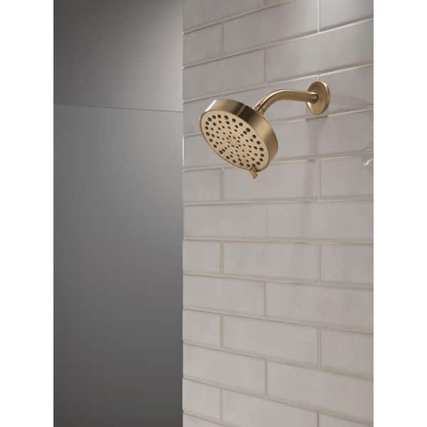 Gold 4-Spray Patterns 5.75 in. Wall Mount Fixed Shower Head in Champagne Bronze