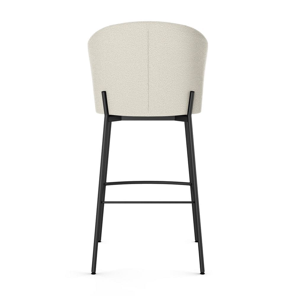 Camilla Cream Bouclé and Black Metal Bar Stool