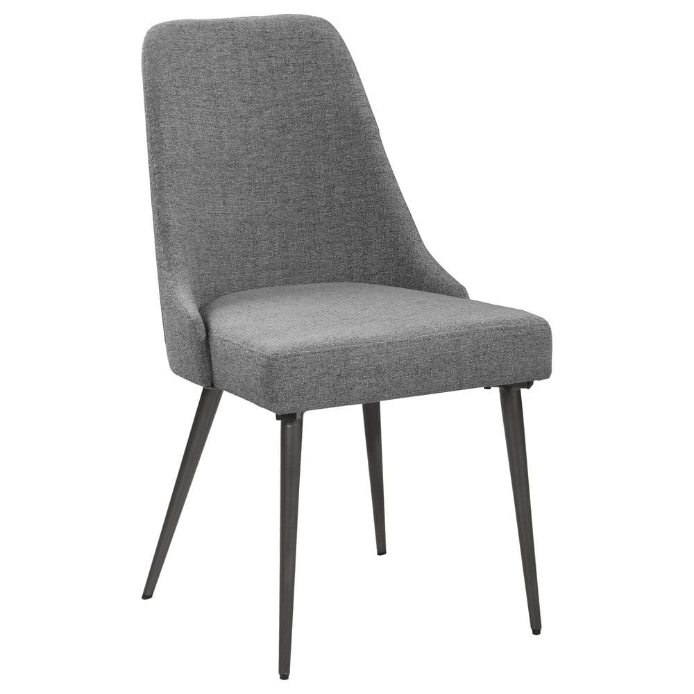 Gray Upholstered High Back Side Chair with Metal Legs