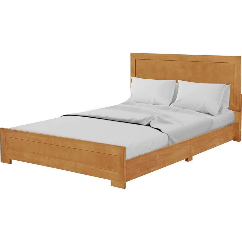 Oxford Oak King Platform Bed with Paneled Wood Headboard