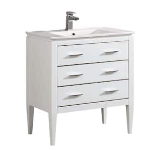 Ironwood 30 in. W x 18 in. D x 33.5 in. H Bath Vanity in White Matte with White Ceramic Top