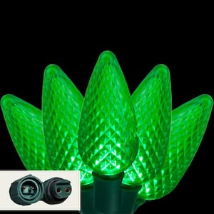 24 ft. 25-Light LED Green Commercial C9 String Lights with Watertight Coaxial Connectors