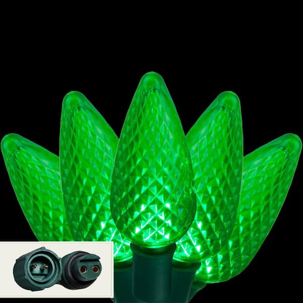 Commercial Grade C7 LED Light - Green Wire - 25 Bulbs