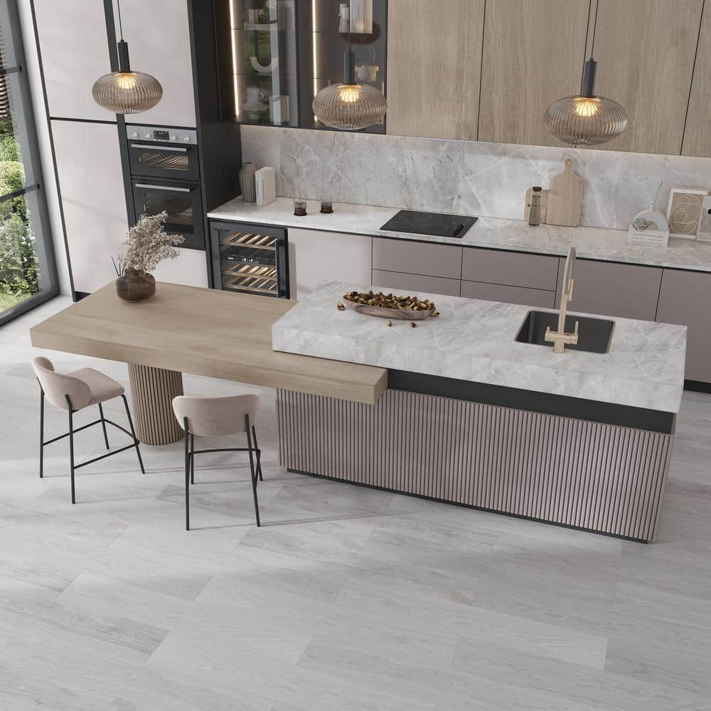 Bois 47.25" Matte Gray Porcelain Rectangular Wall and Floor Tile