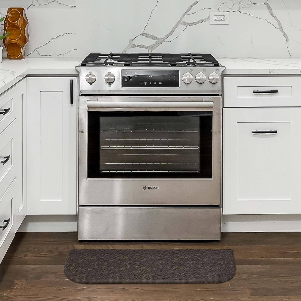 Dark Gray Semi-Circle Anti-Fatigue Kitchen Mat with PVC Backing