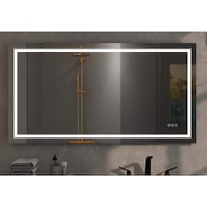 54.72 in. W x 29.53 in. H Rectangular Frameless LED Anti-Fog Wall Mounted Sliver Modern Style Bathroom Vanity Mirror