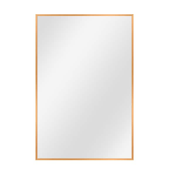 Dovelina 26 in. x 38 in. Modern Rectangle Metal Framed Gold Wall Mirror