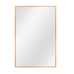 26 in. x 38 in. Modern Rectangle Metal Framed Gold Wall Mirror