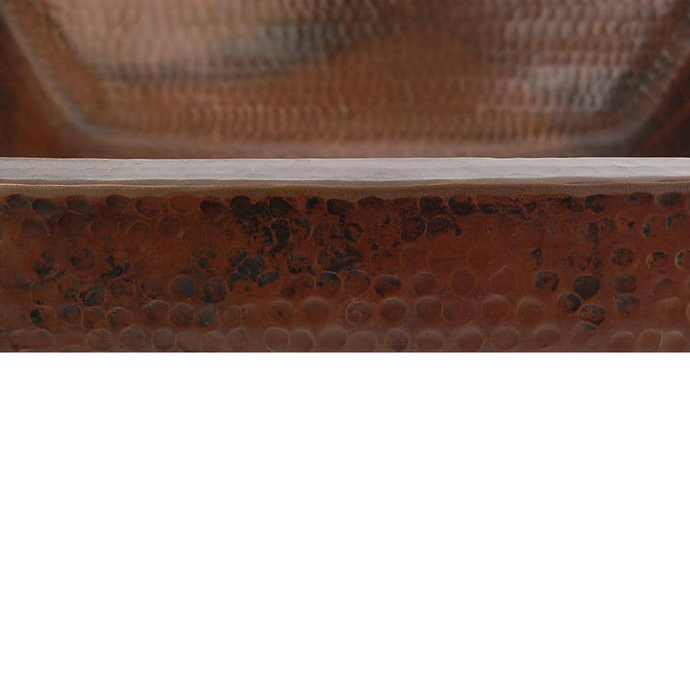 22" Hammered Copper Rectangle Skirted Vessel Sink