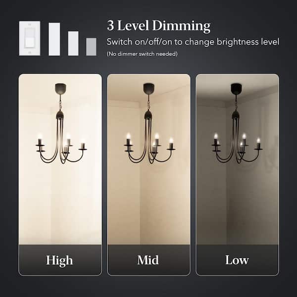 Feit Electric 60W Equivalent B11 E12 Candelabra Switch to