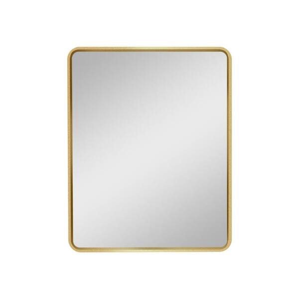 Adrinfly Modern & High-Quality 4.9 in. W x 28 in. H Rectangular Metal Medicine Cabinet with Mirror, Removable 2 Shelves in Gold