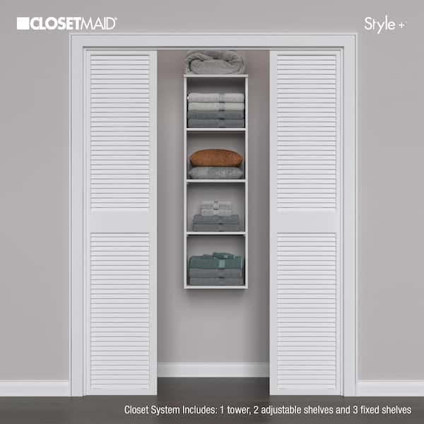 Style+ 17 in. W White Hanging Wood Closet Tower