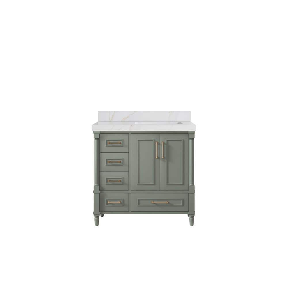 Hudson 36 in. W. x 22 in. D x 36 in. H Single Right Offset Sink Bath Vanity in Evergreen 2 in. Calcutta Sienna Qt. Top price history on PriceWatchPro