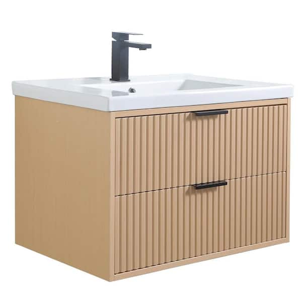 VAPSINT 30 in. W x 19 in. D x 21 in. H Floating Bath Vanity in Oak