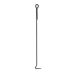 36 in. Tall Black Extra-Long Rope Design Fireplace Poker