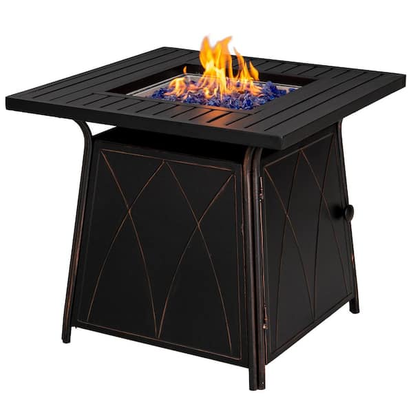 glass top gas fire pit