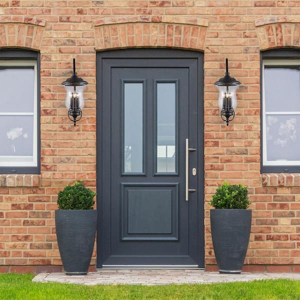 3-Light Bronze Extra Large Outdoor Wall Light Fixture with Clear Seeded Glass