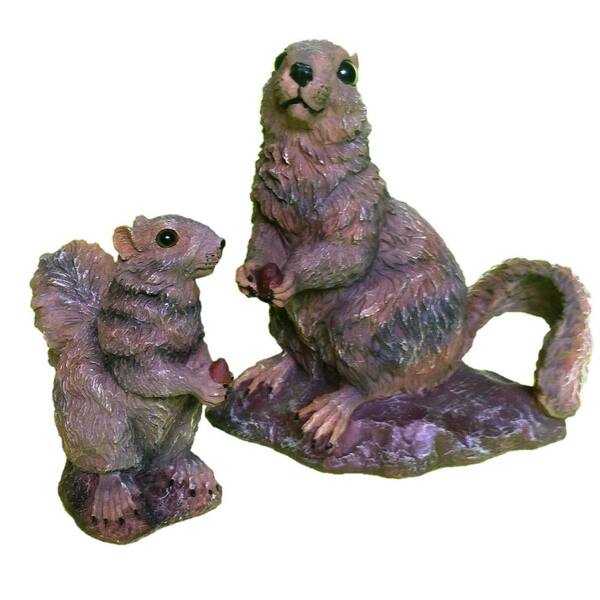 Call of The Wild 10 in. Squirrel and Baby Squirrel 6 in. Statue Combo Family Set