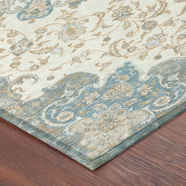 Chantille Machine Washable Indoor/Outdoor Abstract ACN2489 Ivory 8 ft. x 10 ft. Area Rug