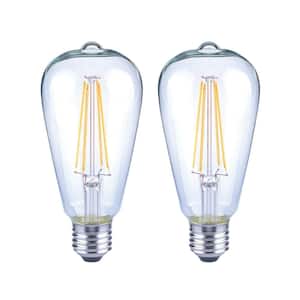 40-Watt Equivalent ST19 Antique Edison Dimmable Clear Glass Filament Vintage Style LED Light Bulb Soft White (2-Pack)