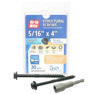 5/16 in. x 4 in. Structural Screw Dual Drive/Hex Washer Head (20-Piece/Pack)