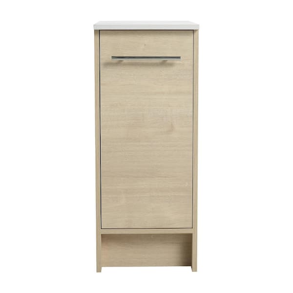 JimsMaison 12 in. W x 18 in. D x 30 in. H Freestanding Bath Vanity with Engineered Stone Top in Plain Light Oak
