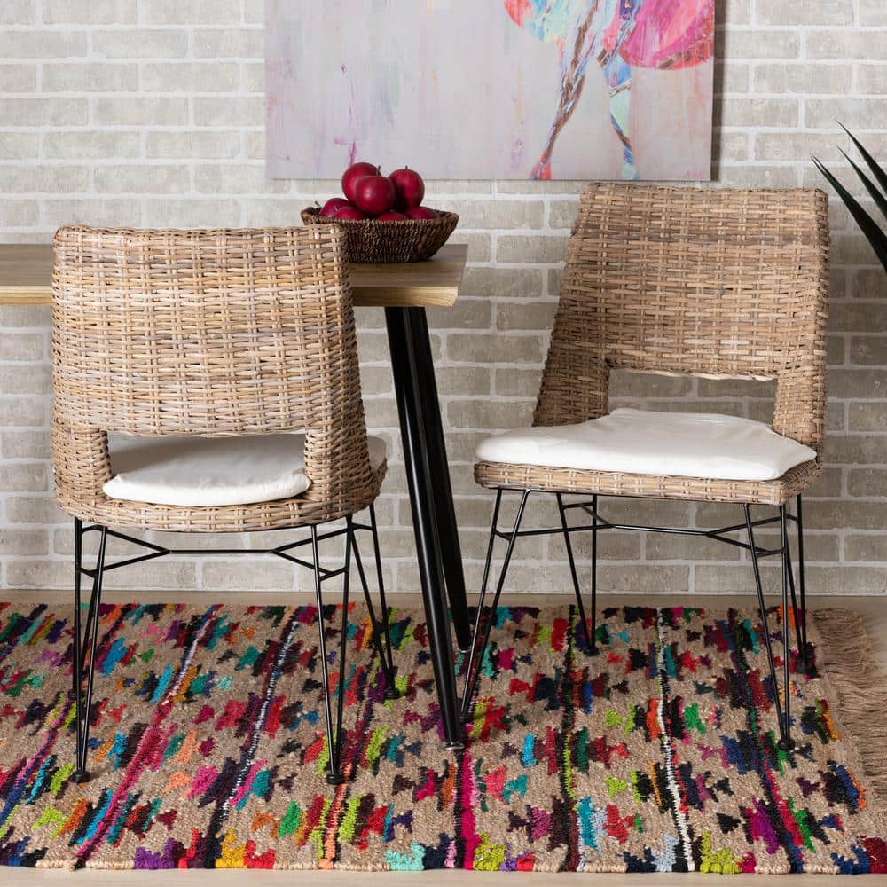 Serene White Rattan Low Arm Chair with Cushion