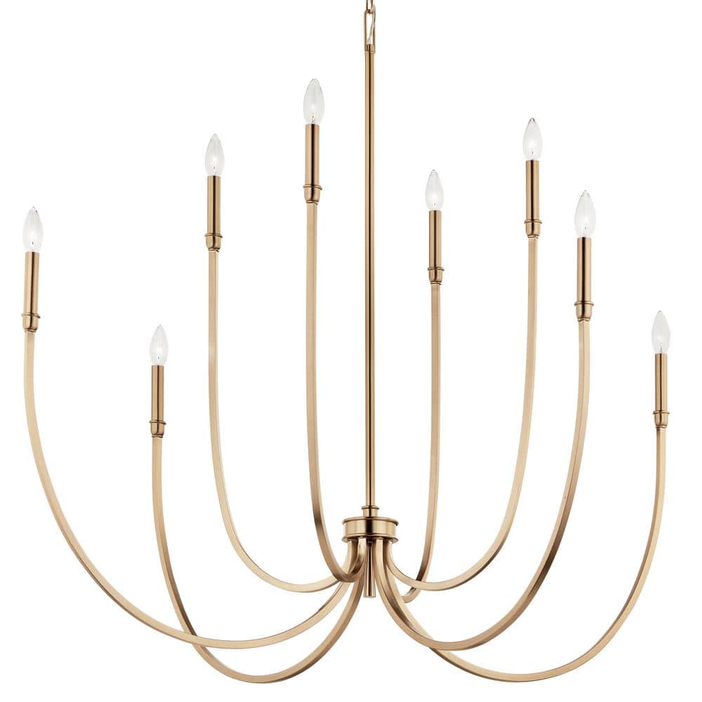 Champagne Bronze 8-Light Candle Style Chandelier