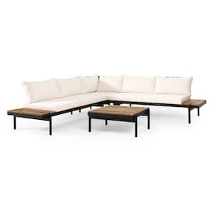 Baylor 3-Piece Metal  Outdoor Patio  Sectional Set with Cream Cushions