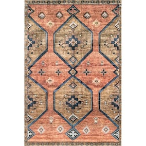 Judy Traditional Persian Machine Washable Rust Doormat 3 ft. x 5 ft. Accent Rug