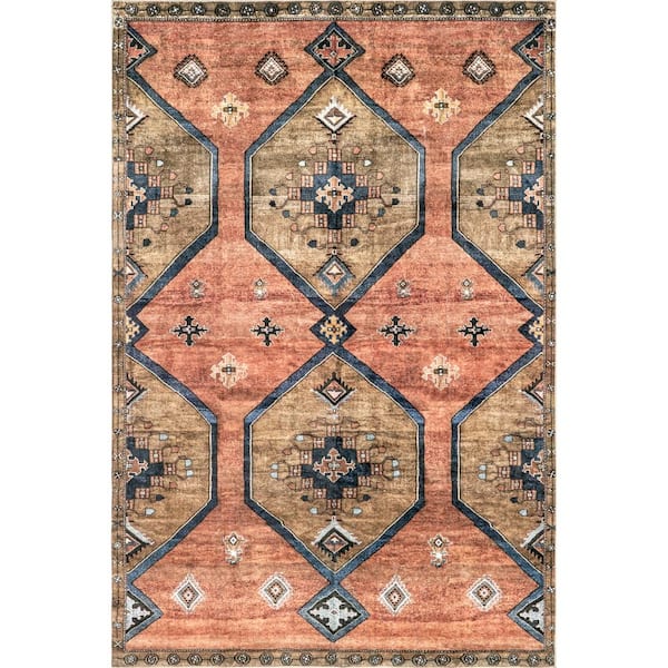 nuLOOM Judy Traditional Persian Machine Washable Rust 3 ft. x 5 ft. Accent Rug