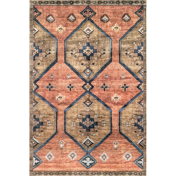 nuLOOM Judy Traditional Persian Machine Washable Rust 4 ft. x 6 ft. Area Rug