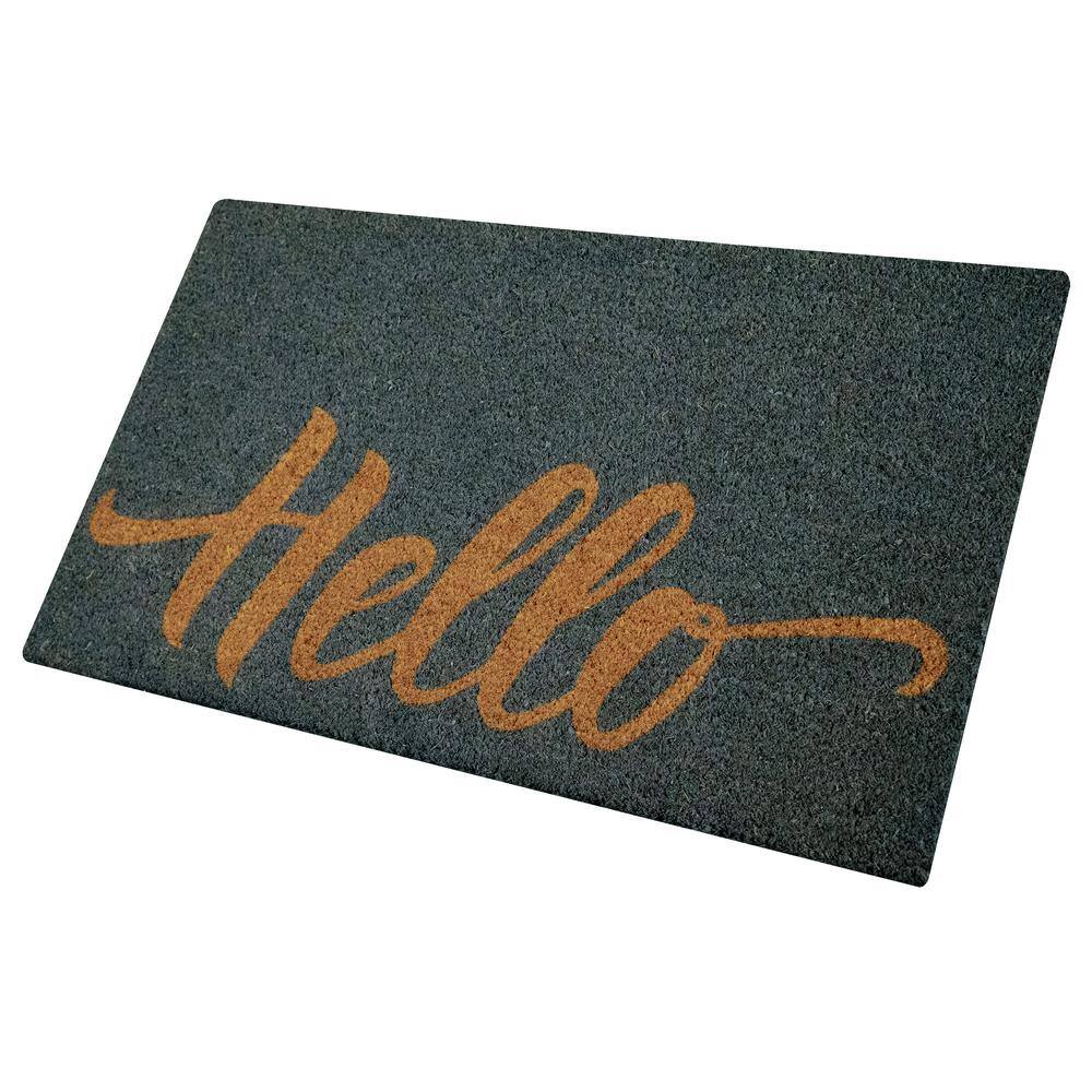 Gray Coir Non-Slip Outdoor Welcome Doormat