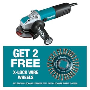 7.5 Amp Corded 4-1/2 in. X-LOCK Angle Grinder with AC/DC Switch with bonus X-Lock 4-1/2 in. Twist Wire Wheel (Qty 2)