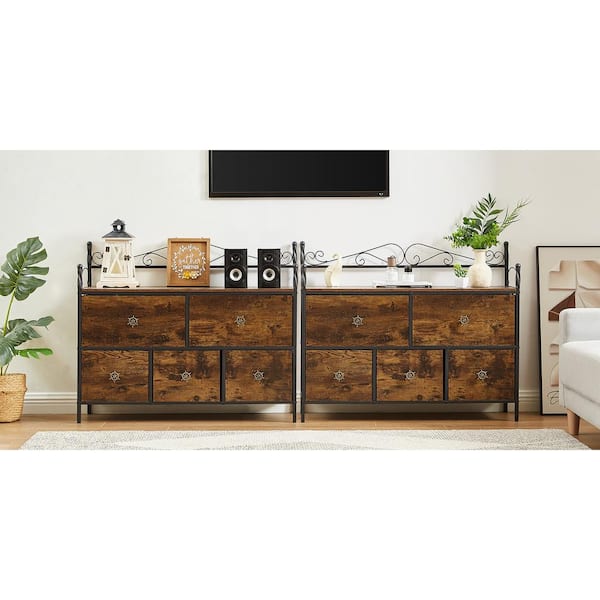 VECELO 5-Drawer Dresser 11.8 in. W Chest of Drawers Nightstand 