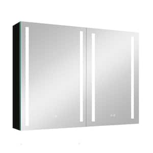 40 in. W x 30 in. H Rectangular Aluminum Surface Mount Medicine Cabinet with Mirror and Shelves
