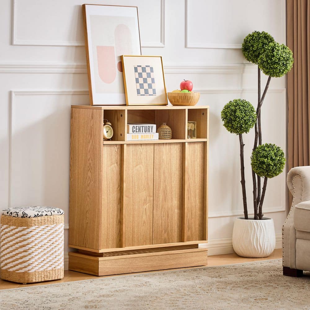 Anwen Rectangle Natural Wood Sideboard Buffet Cabinet with 2 Doors and Adjustable Shelf price history on PriceWatchPro