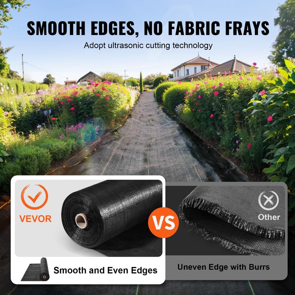 Heavy Duty Black Polypropylene Weed Barrier Landscape Fabric 6 x 100FT