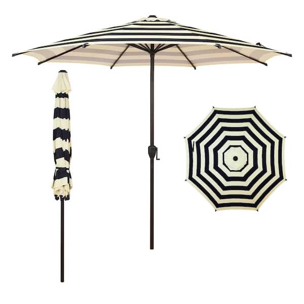 Lyon 9 ft. Steel Market Horizontal Tilt Patio Umbrella in Stripe