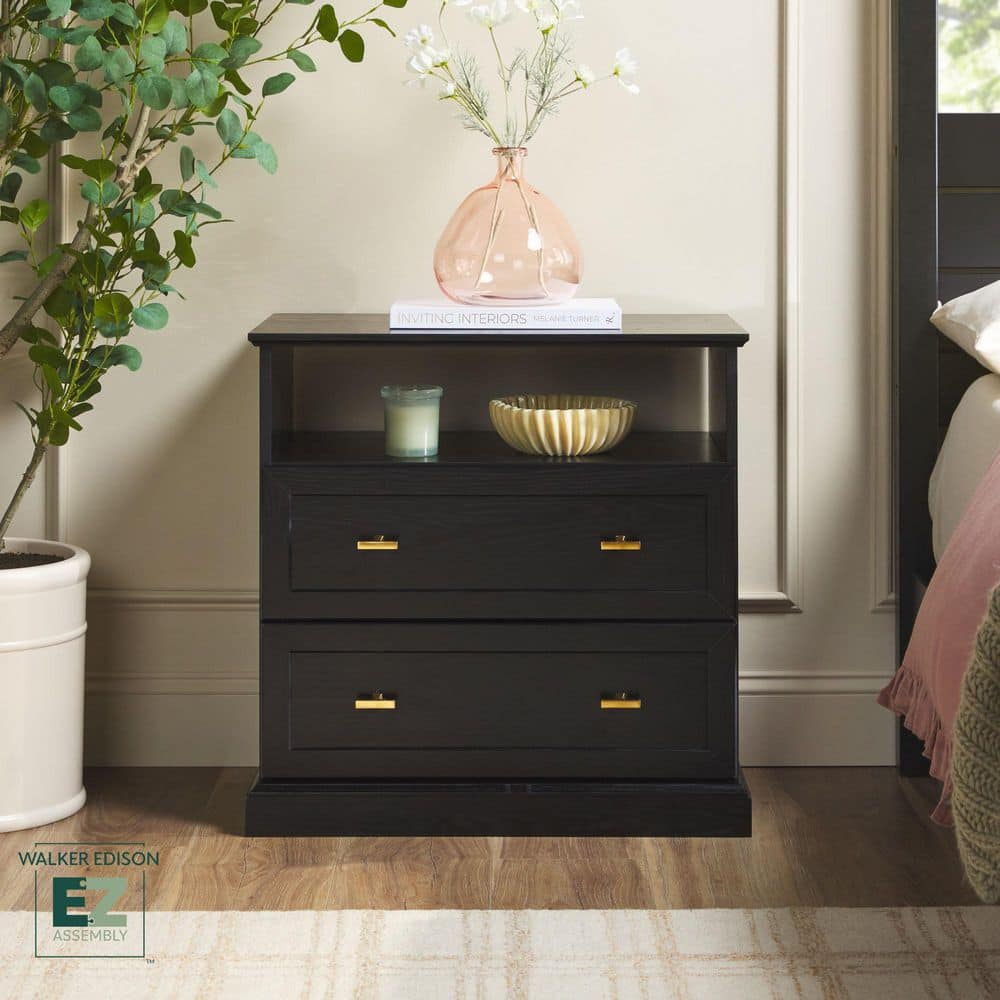 Clyde Black Modern Farmhouse 2 Drawer 26 in. W Nightstand price history on PriceWatchPro