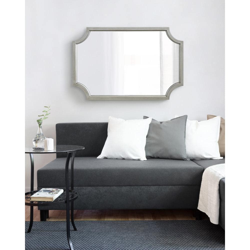 Hogan 24x36 Antique Silver Wood Framed Decorative Wall Mirror