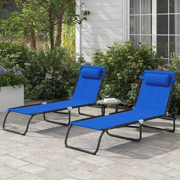 Set deals of 2 with Adjustable Backrest Outsunny Folding Chaise Lounge